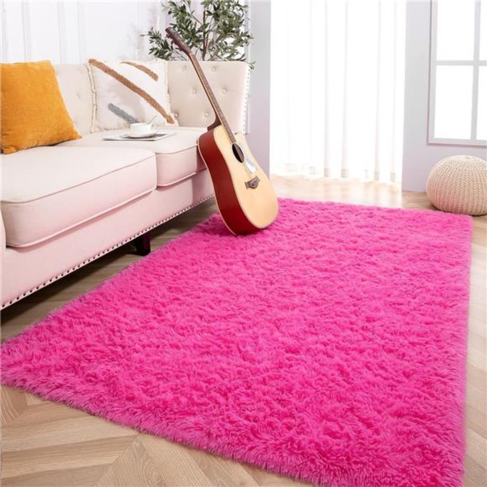 NEW Soft Fluffy Pink Area Rug